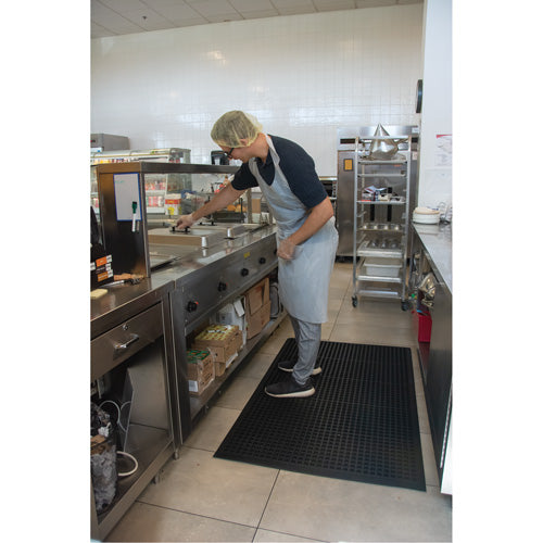 Anti-Fatigue Mat, Slotted, 3' x 5' x 7/8", Black, Natural Rubber - SFQ525
