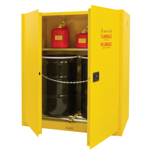 Armoire pour entreposage de barils à la verticale, Capacité de 110 gal. US, 2 barils, Jaune - SGC540