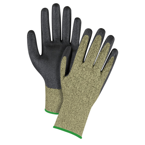 Gants élastiques sans coutures résistants à la coupe noir et jaune, Calibre 13, Revêtement mousse de nitrile, Enveloppe en Aramide, ASTM ANSI niveau A6