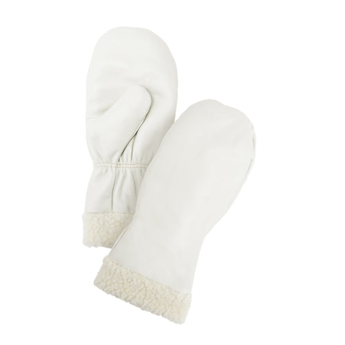 Mitaines d'hiver en cuir fleur de première qualité doublées de boa, Taille Grand, Mitaine - SGF640