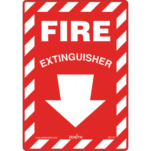 Enseigne de sécurité «Fire Extinguisher», 10" x 7", Vinyle, Anglais avec pictogramme - SGI137