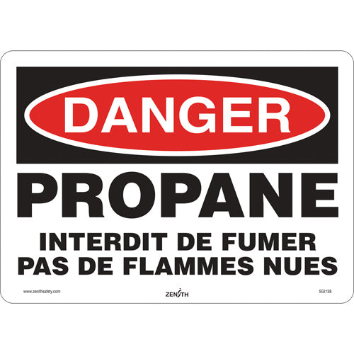 Safety sign "Propane - No Smoking / Danger Propane" (French)