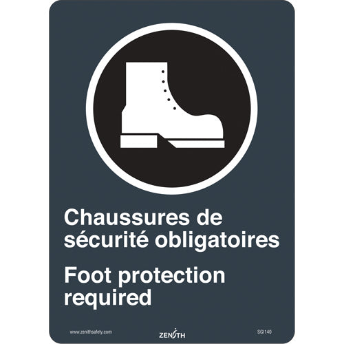 CSA compliant sign Safety Shoes / Foot Protection, bilingual with pictogram