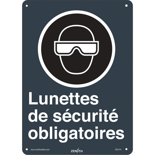 CSA compliant "Safety Glasses Required" sign with pictogram