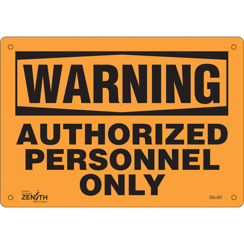 “Authorized Personnel Only” sign — English, for safety signage