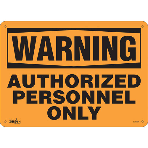 “Authorized Personnel Only” sign — English, for safety signage
