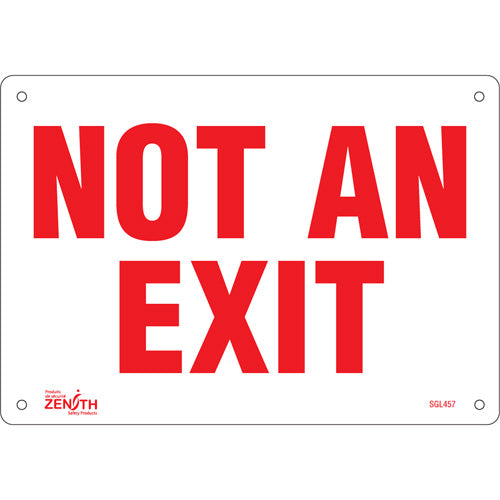 "Not An Exit" sign, English language sign for safety and orientation