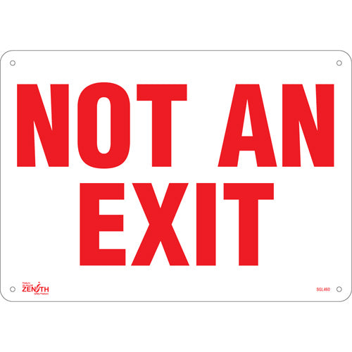 "Not An Exit" sign, English language sign for safety and orientation