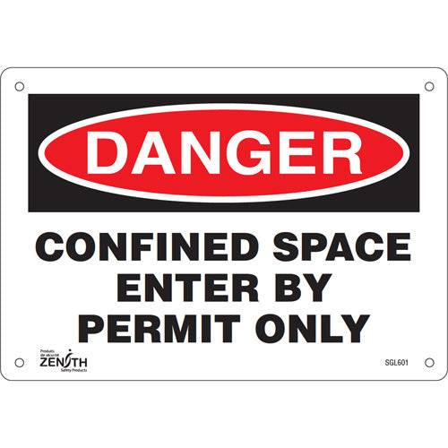 "Confined Space Enter By Permit Only" sign, English, industrial signage