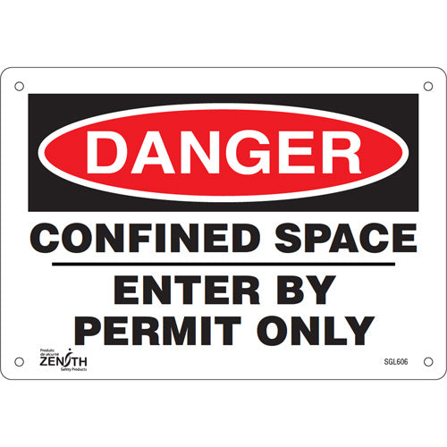 Enseigne «Confined Space Enter By Permit Only», 7" x 10", Plastique, Anglais - SGL606