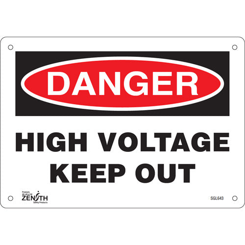 Enseigne «High Voltage Keep Out», Anglais, panneau d'avertissement industriel