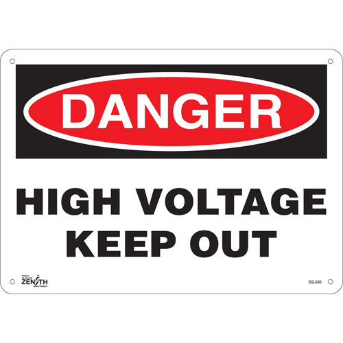 Enseigne «High Voltage Keep Out», Anglais, panneau d'avertissement industriel