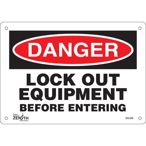 "Lock Out Equipment Before Entering" Sign - English Safety Sign