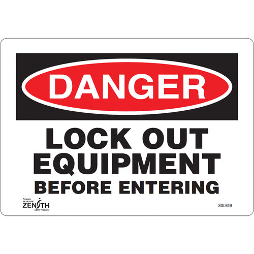 "Lock Out Equipment Before Entering" Sign - English Safety Sign