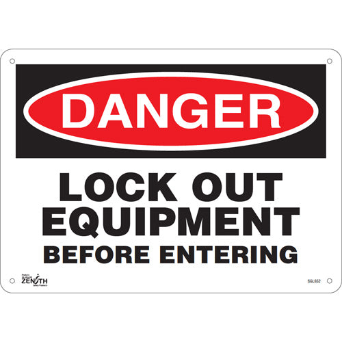 "Lock Out Equipment Before Entering" Sign - English Safety Sign