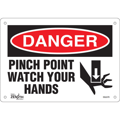 Pinch Point sign, English with pictogram — industrial safety sign