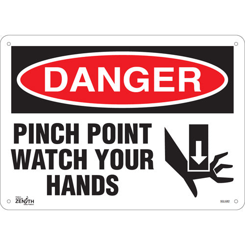 Pinch Point sign, English with pictogram — industrial safety sign