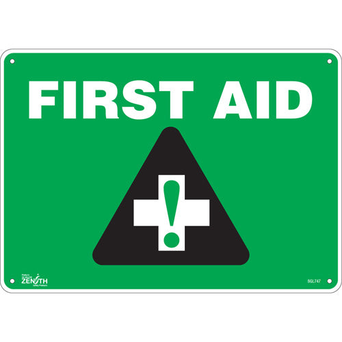 Enseigne «First Aid», Anglais avec pictogramme, signalisation de premiers secours