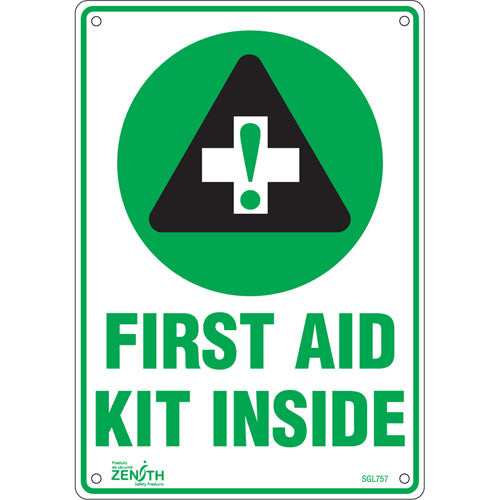 "First Aid Kit" sign - English with pictogram for safety and first aid