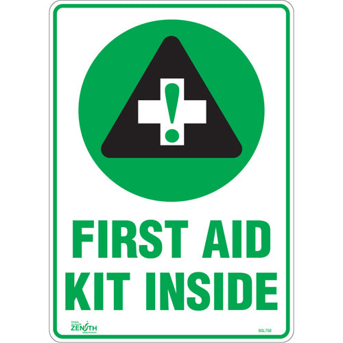 "First Aid Kit" sign - English with pictogram for safety and first aid