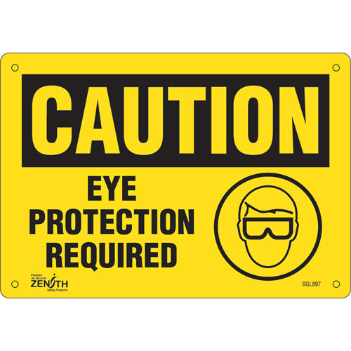 Enseigne «Eye Protection Required», Anglais avec pictogramme - Signalisation de sécurité