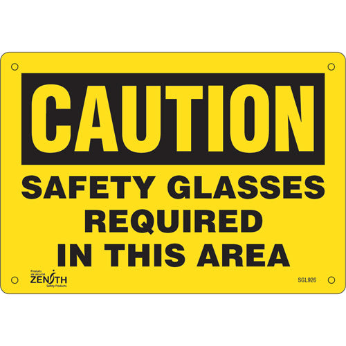 Enseigne «Safety Glasses Required» - Panneau de signalisation de sécurité en anglais