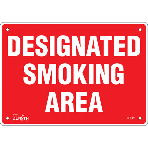 Designated Smoking Area sign, English, smoking area sign