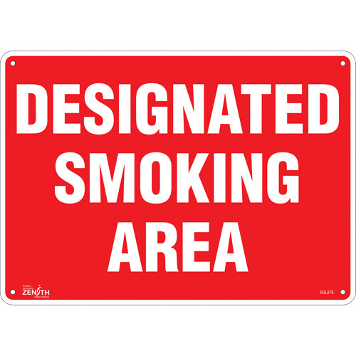 Designated Smoking Area sign, English, smoking area sign