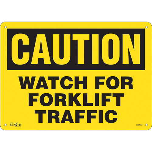 Enseigne «Watch For Forklift» pour sécurité industrielle, message en anglais
