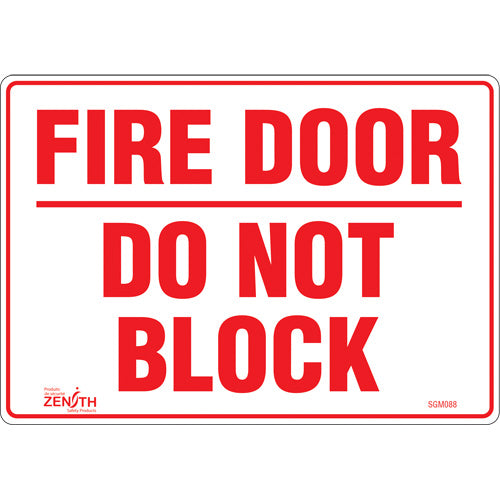 Fire Door Sign, English — Available Sizes and Materials