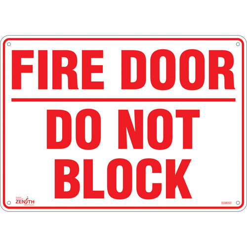 Fire Door Sign, English — Available Sizes and Materials
