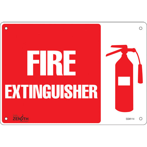 Fire Extinguisher sign, English with pictogram, fire safety signage