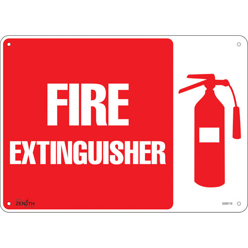Fire Extinguisher sign, English with pictogram, fire safety signage