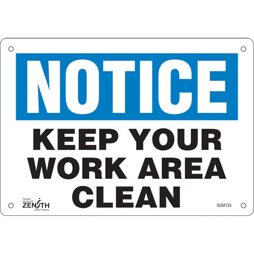"Keep Your Work Area Clean" sign, English, industrial safety sign