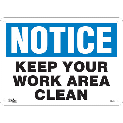 "Keep Your Work Area Clean" sign, English, industrial safety sign