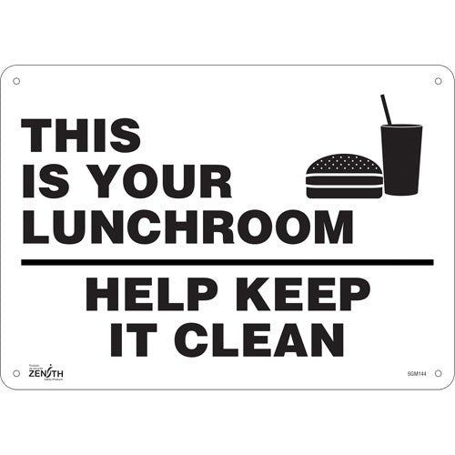 "This Is Your Lunchroom" sign, English with pictogram for signage