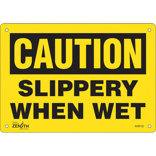 Slippery When Wet sign - English safety sign