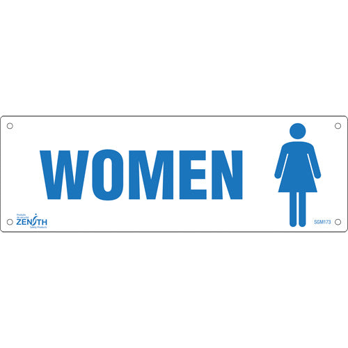 "Women" Sign, 4" x 12", Plastic, English with Pictogram - SGM173