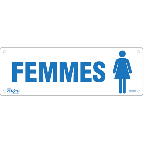 "Women" Sign, 4" x 12", Plastic, French with Pictogram - SGM185