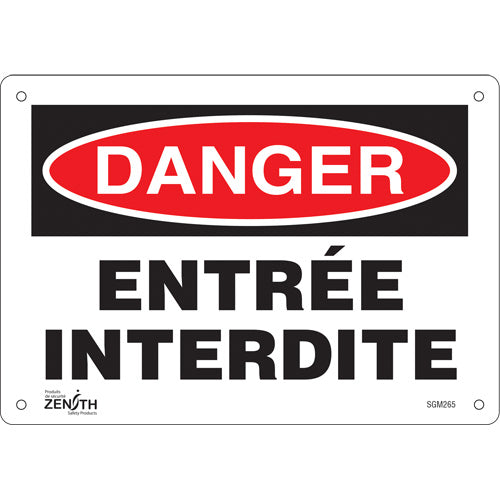 Enseigne «Entrée Interdite» - Panneau de signalisation en français, plusieurs formats