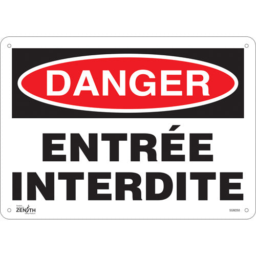 Enseigne «Entrée Interdite» - Panneau de signalisation en français, plusieurs formats