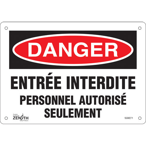 “Authorized Personnel Only” sign — French language signage for restricted access