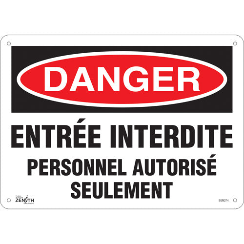“Authorized Personnel Only” sign — French language signage for restricted access