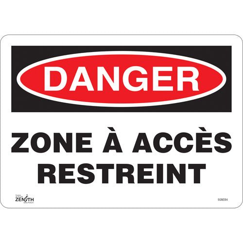 Enseigne «Zone à Accès Restreint» en Français pour sécurité et contrôle d'accès