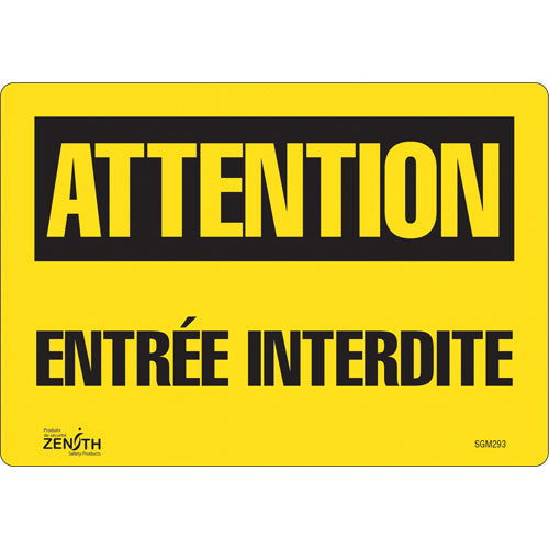Enseigne «Entrée Interdite» — Panneau de signalisation en français, sécurité