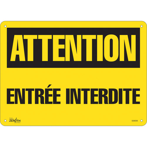 Enseigne «Entrée Interdite» — Panneau de signalisation en français, sécurité