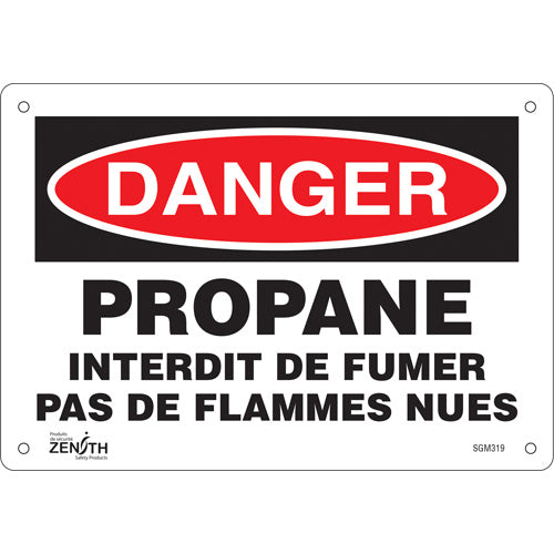 Safety sign "Propane - No Smoking / Danger Propane" (French)