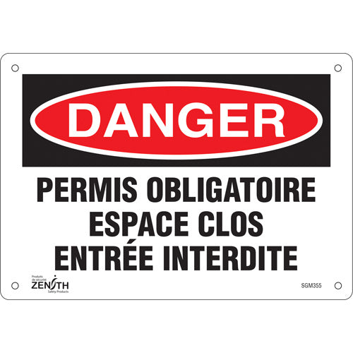 "Enclosed Space No Entry" Sign, French - Safety Sign
