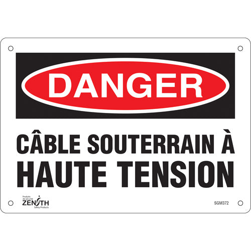 Enseigne «Câble Souterrain À Haute Tension» - Panneau de sécurité en français