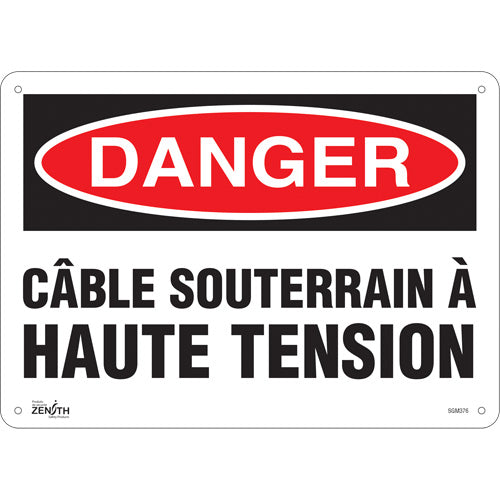 Enseigne «Câble Souterrain À Haute Tension» - Panneau de sécurité en français